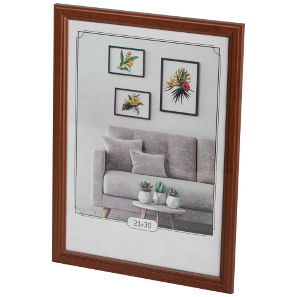 Фоторамка Image Art С22 МДФ универсальная 21х30 цвет красное дерево вставка прозрачный пластик | Image Art