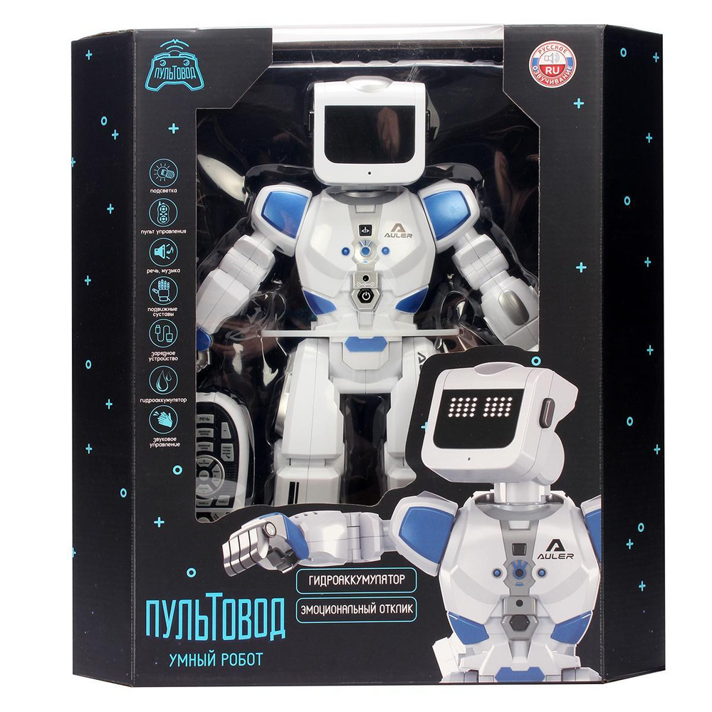 Робот на РУ (рус.озвуч, програм-ся, движется во всех напр-х, конвертор энергии), кор