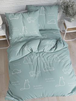 Простынь перкаль Сказка "Котики (мята)" 150x215 см