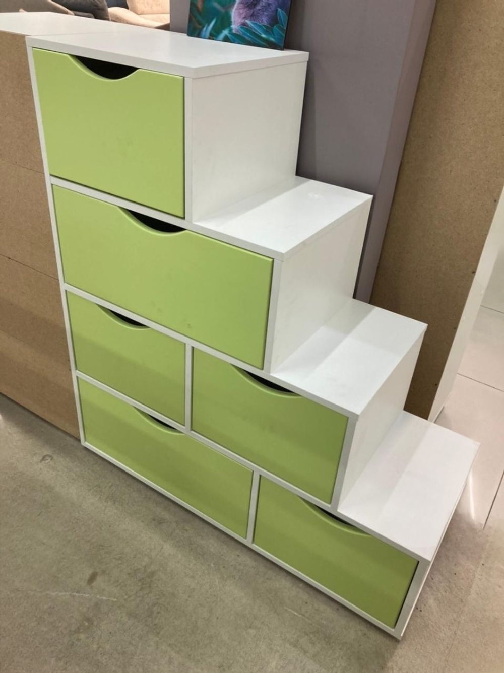 Комод Лесенка МДФ белый/лайм