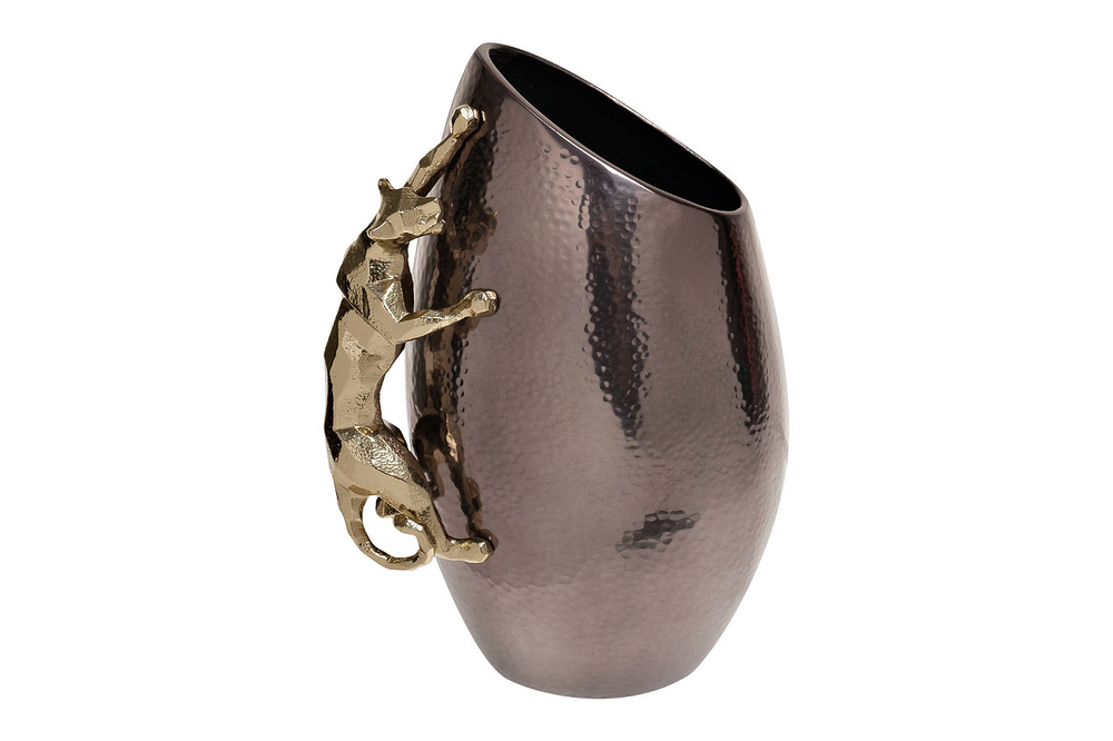 Ваза декоративная металлическая Ягуар Garda Decor черная с золотом