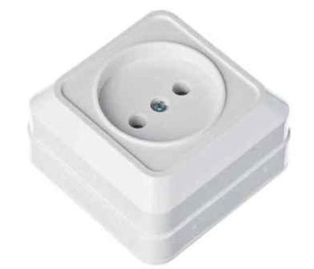 Розетка одноместная "UNIVersal" серия "Олимп" б/з, о/у, 16А, 220В, белая (еврослот)