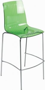 Стул прозрачный барный Papatya X-Treme BSL, хромированный, зеленый