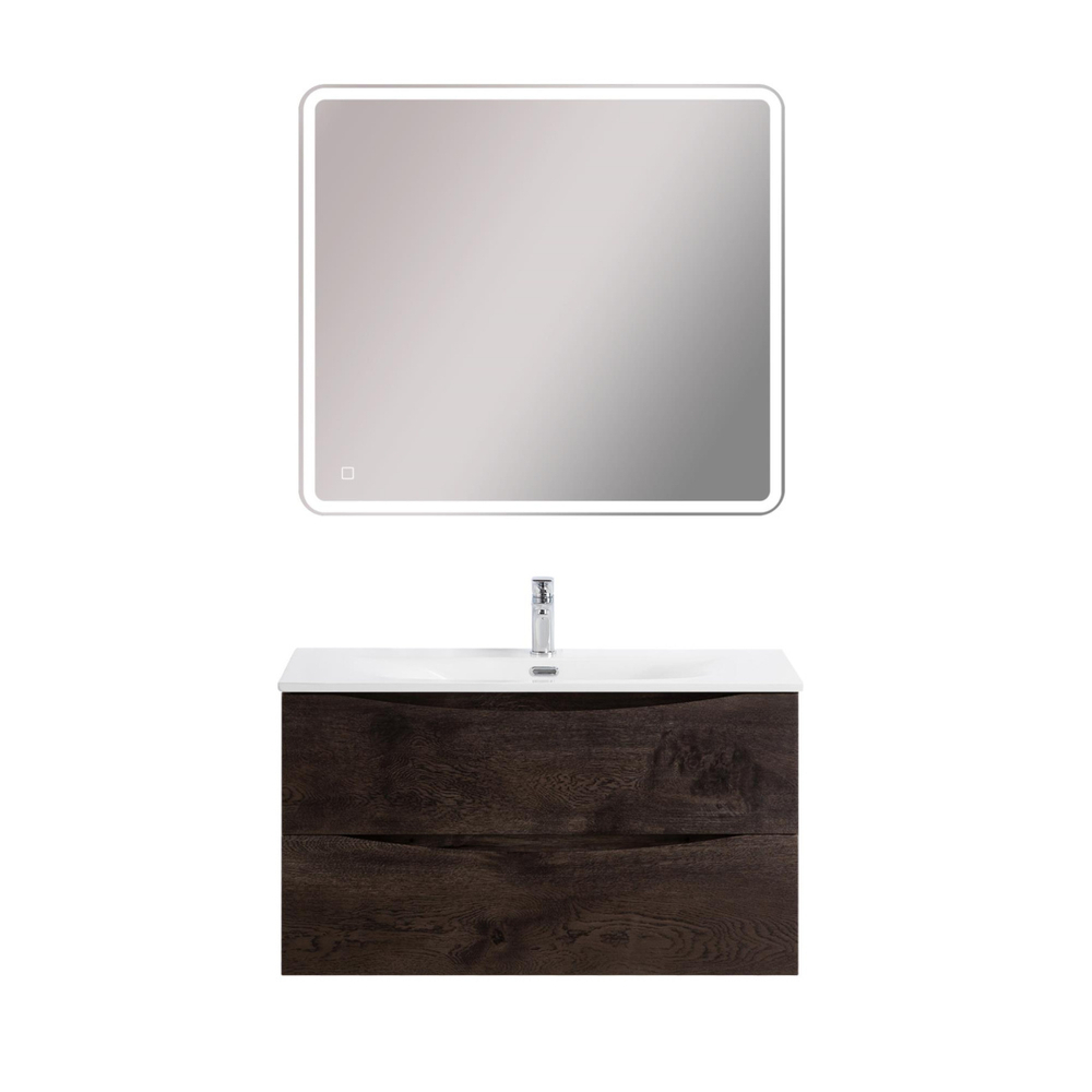 Тумба с раковиной подвесная BelBagno MARINO-CER-MINI-900-2C-SO-RNG-P Rovere Nature Grigio, раковина белая BB-8099-3-90