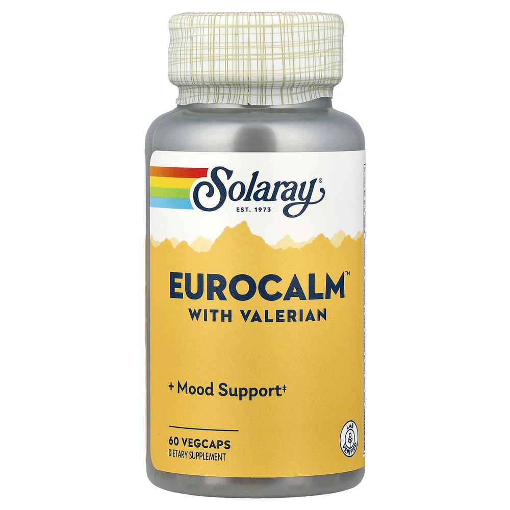 Solaray, Eurocalm™ с валерианой, 60 растительных капсул