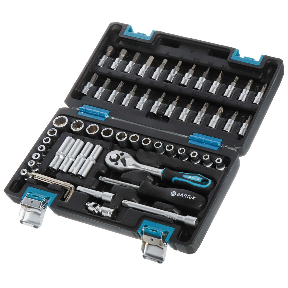 Набор слесарных инструментов Bartex, 1/4", CrV сталь, кейс, 57 пр, шт