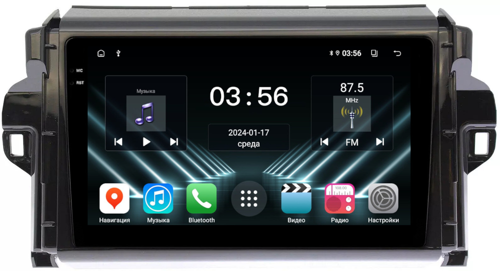 Магнитола для Toyota Fortuner 2015-2022 - FarCar DX3055M монитор 9.5" IPS на Android 13, 4+64Гб, CarPlay