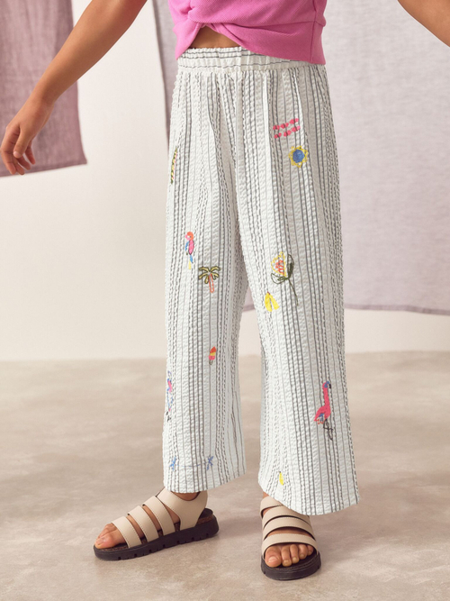 Брюки широкие для девочки Next AB1-533, Черный, Серый