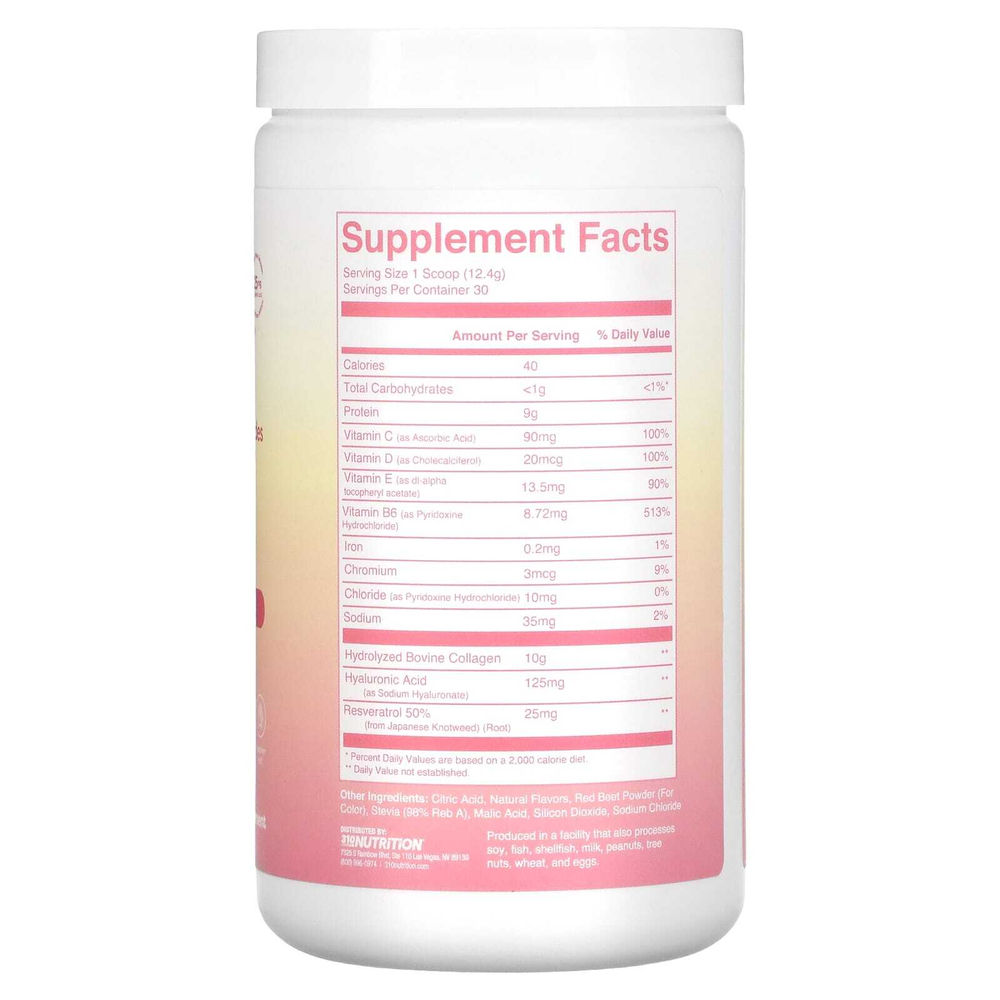 310 Nutrition, Collagen, пептиды коллагена типа I и III, розовый лимонад, 372 г (13,1 унции)