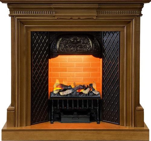 Каминокомплект Chelsea - Орех с очагом Cassette 400 LNH-INT (с дровами)