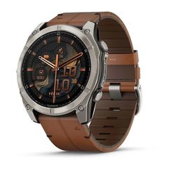 Умные часы Garmin Fenix 8, 51 мм, AMOLED, Sapphire bare Titanium, black with chestnut leather band plus graphite silicone band