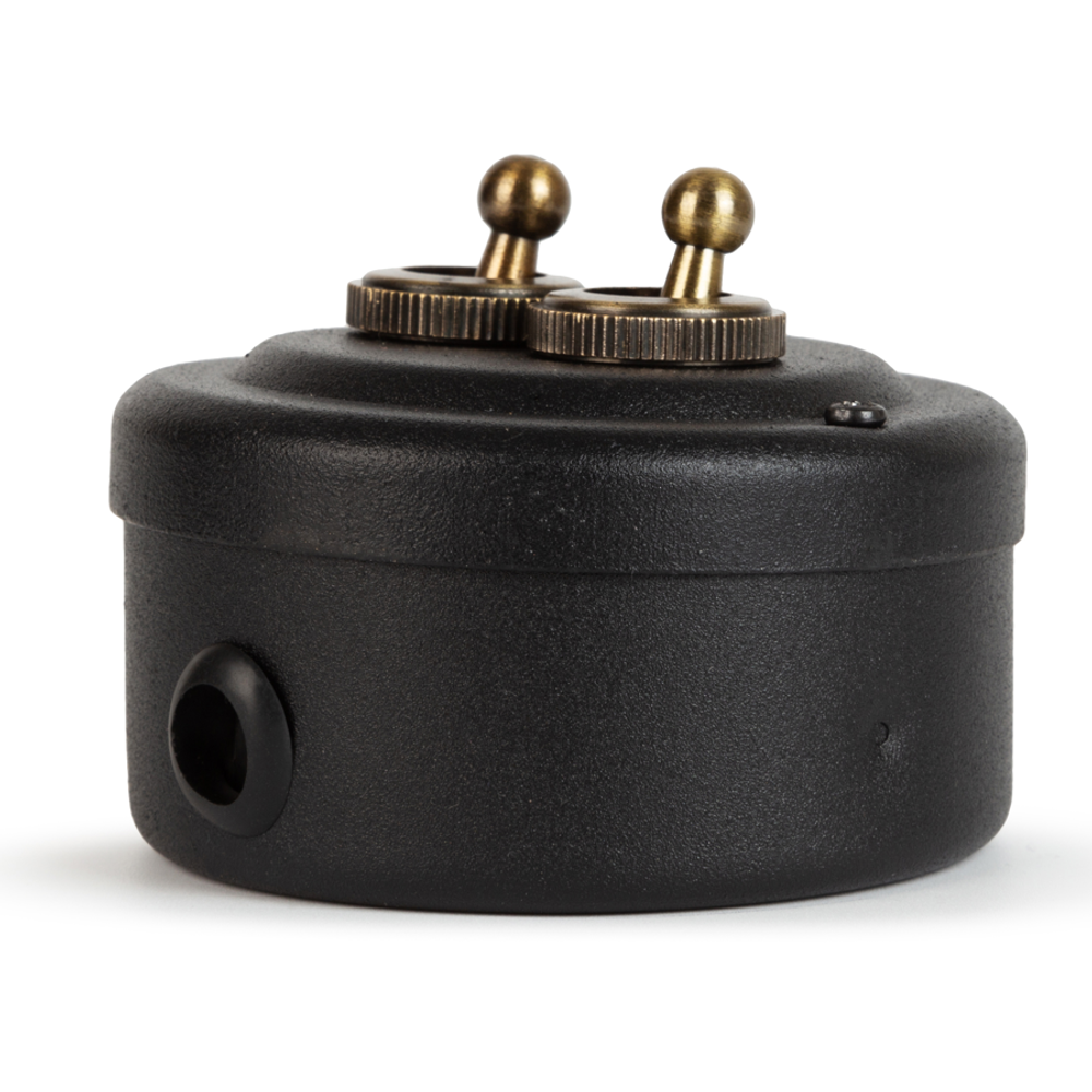 Переключатель (проходной) ретро поворотный 2 кл. Черный "Black matt" VINTAGE-BRASS 30402-5 / 2 группы света, проходной