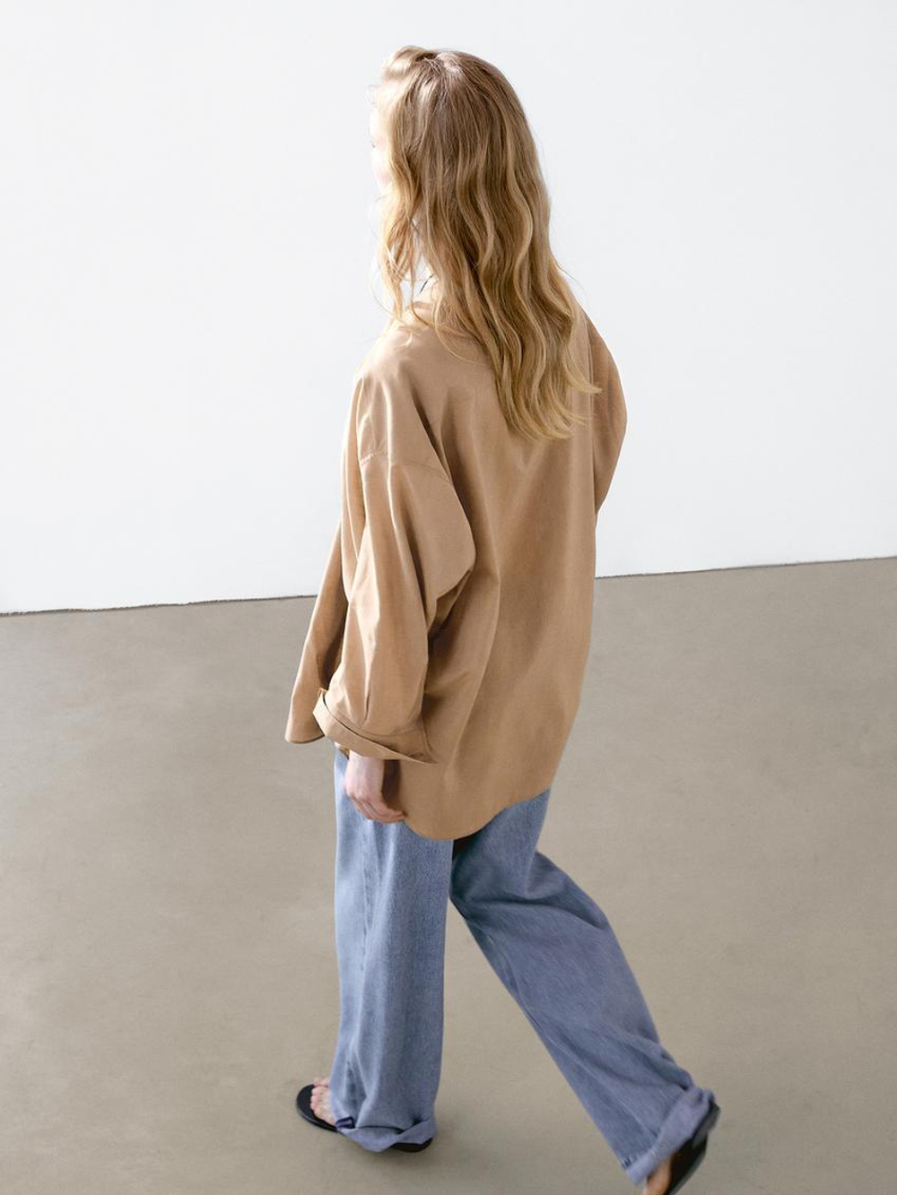 Massimo Dutti Блуза из струящегося атласа, коричневый