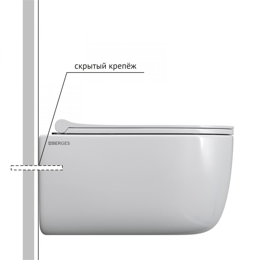 Унитаз подвесной BERGES EGO Rimless 49 см