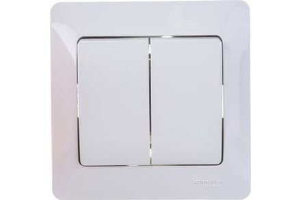 Выключатель двухклавишный с рамкой Systeme Electric Glossa Бел 10А