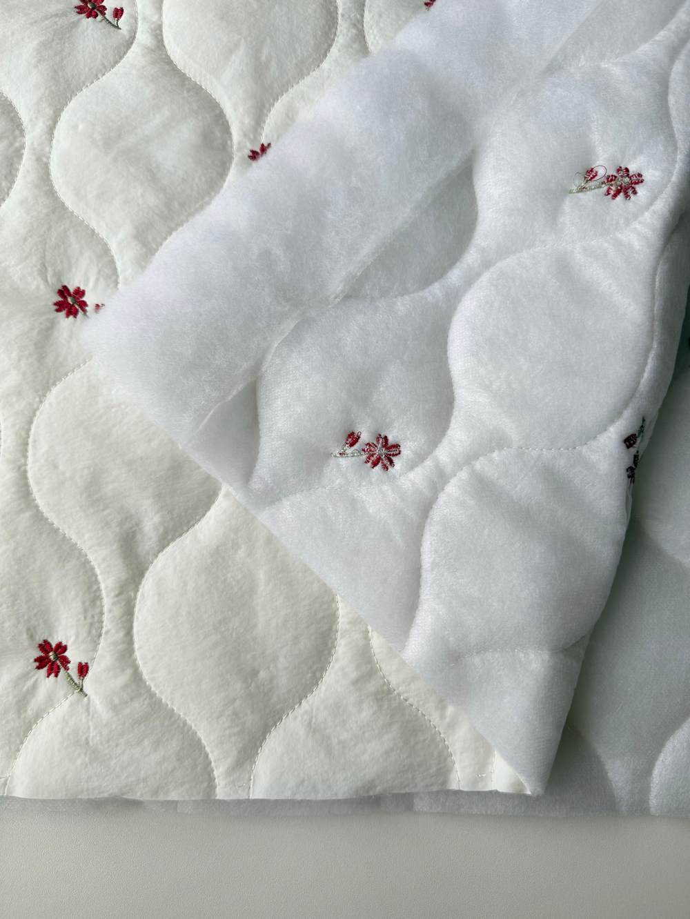 Курточная стежка Красные цветы