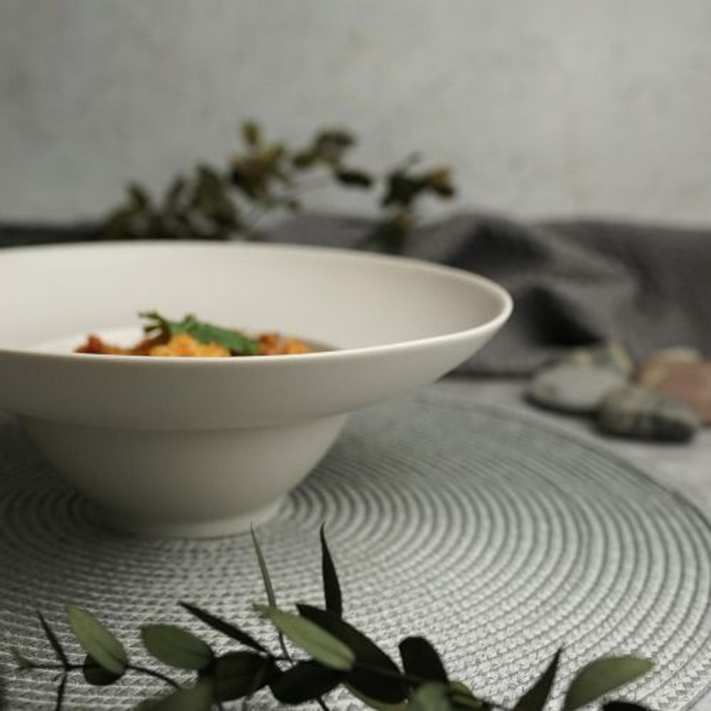 Тарелка глубокая d=21 cм,фарфор "NOBLE" серия "Fine Plus-Light Grey"