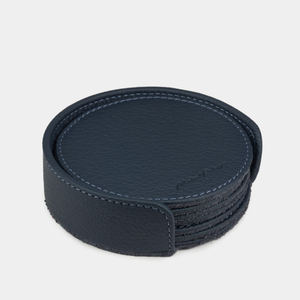 Подставка под подстаканники из натуральной кожи теленка, синего цвета