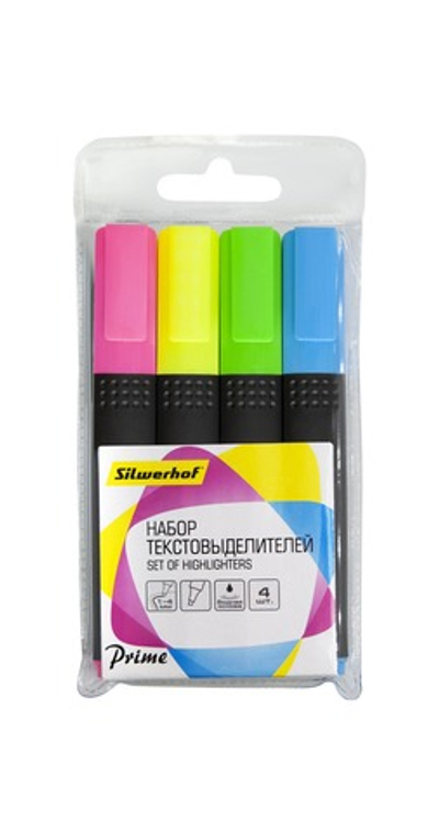 Маркер текст. 4 цв. Silwerhof Prime+ скошенный пишущий наконечник 1-4мм
