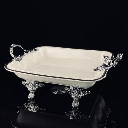 Lenardi 205-927 Глубокое блюдо 30,5см на ножках с ручками ATLANTIS в под.уп.(х6)Фарфор