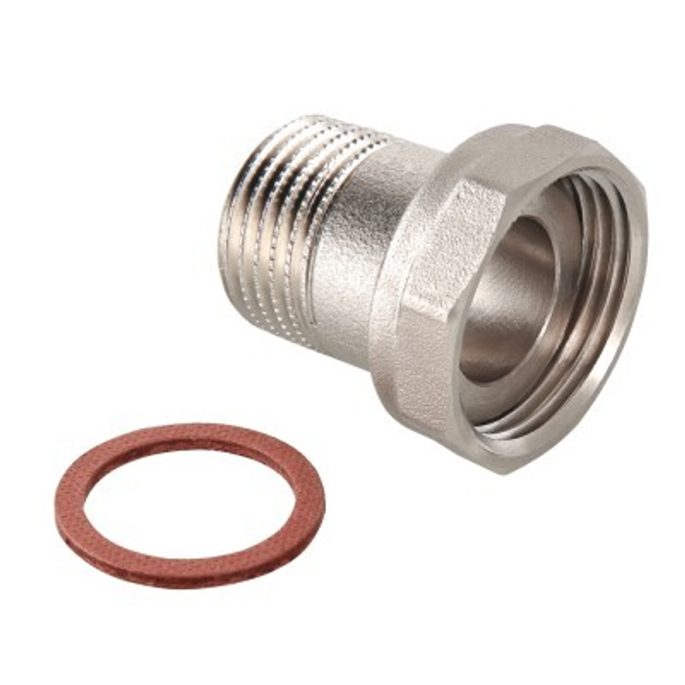Полусгон никелированный с накидной гайкой и наружной резьбой Valtec 1* x 3/4*