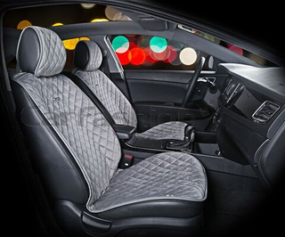 Накидки сидений Перед CarFashion (2шт) -Фронт 2D «CALIFORNIA» 21909 -Велюр т.серый/т.серый/т.серый