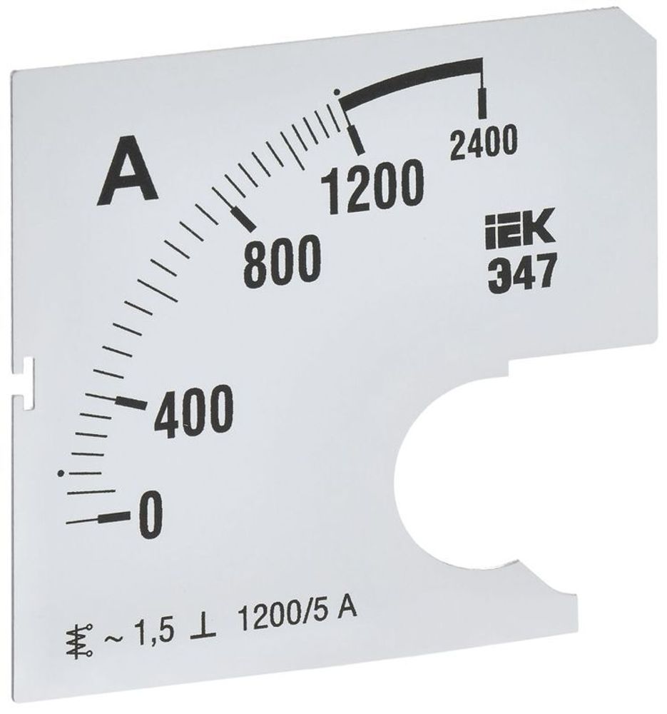 Шкала сменная для амперметра Э47 1200/5А-1.5 72х72мм IEK IPA10D-SC-1200