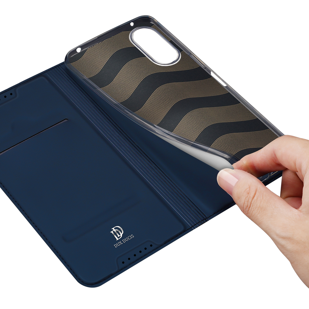 Чехол книжка из PU кожи синего цвета от Dux Ducis для смартфона Sony Xperia 10 VI (10-6), серия Skin Pro Series Case