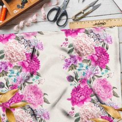 Ткань футер 2-х нитка полоски букетов