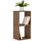 Полки 35х28х35, Эдгар, настенные, напольные, комплект из 2 шт, деревянные, дизайнерские, стеллаж модульный - 2 куба, массив дуба, цвет темный дуб, Dipriz