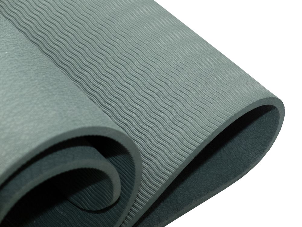 Коврик для йоги и фитнеса 185 х 80 см толщина 8 мм TPE темно-зеленый