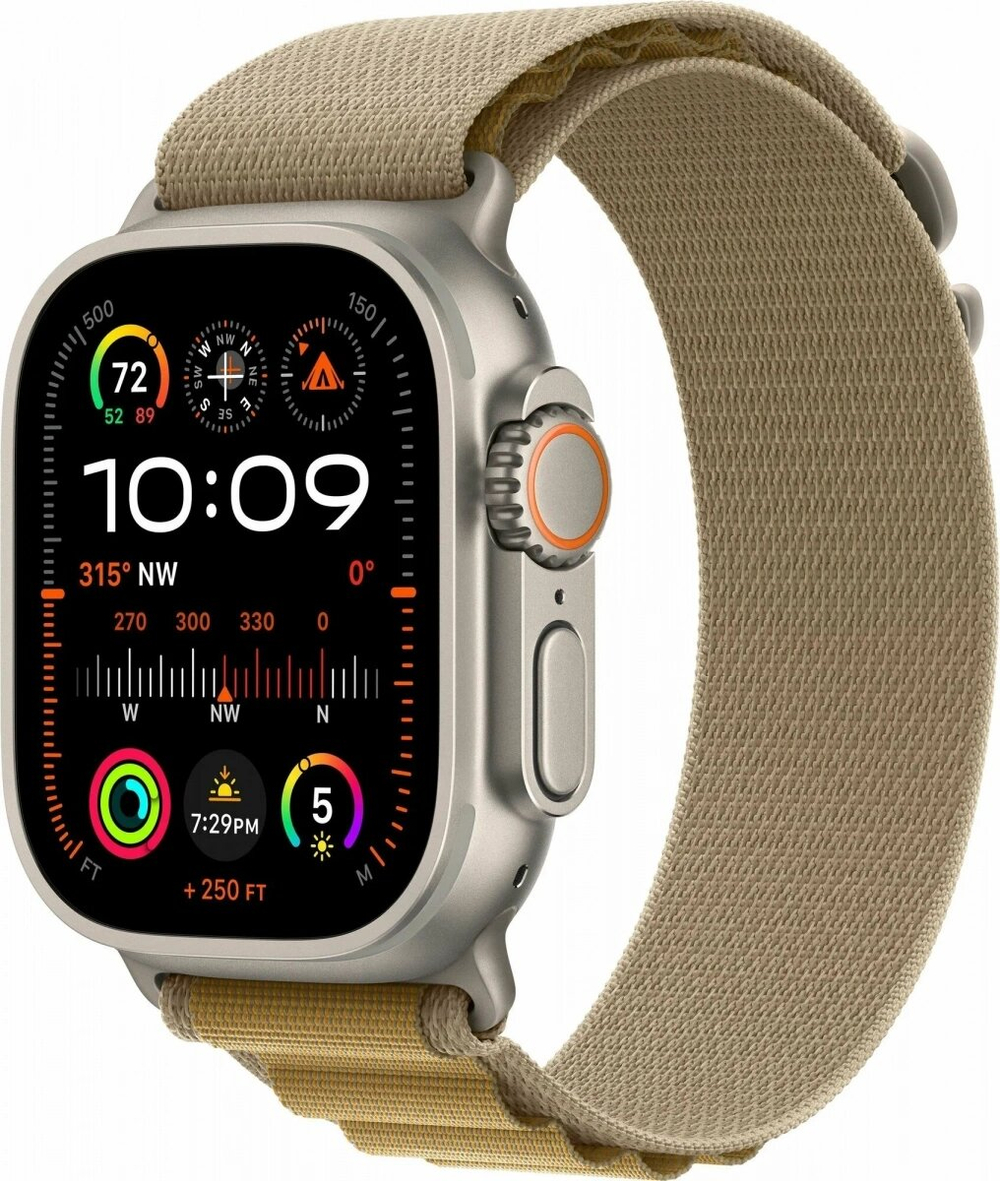 Умные часы Apple Watch Ultra 2 (2024) GPS+Cellular 49mm, Natural Titanium ремешок "Tan Alpine Loop", размер L 165-210mm (MX4H3)