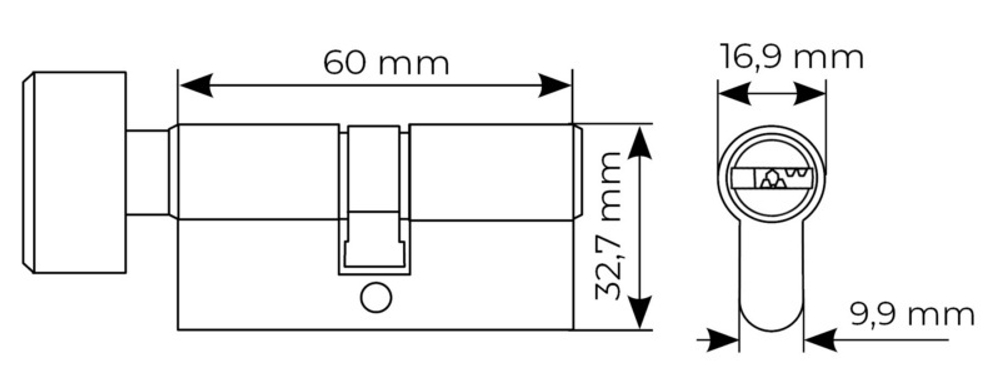 Цилиндр MORELLI HS60CK PC кл/зав хром перф.кл.