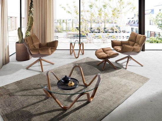 Приставной столик 2125/LT20048 из стекла и ореха