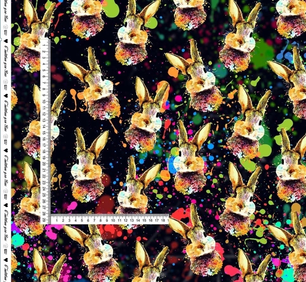 Кулир (принт). Кролик в красках, ВО, 0,85 м.