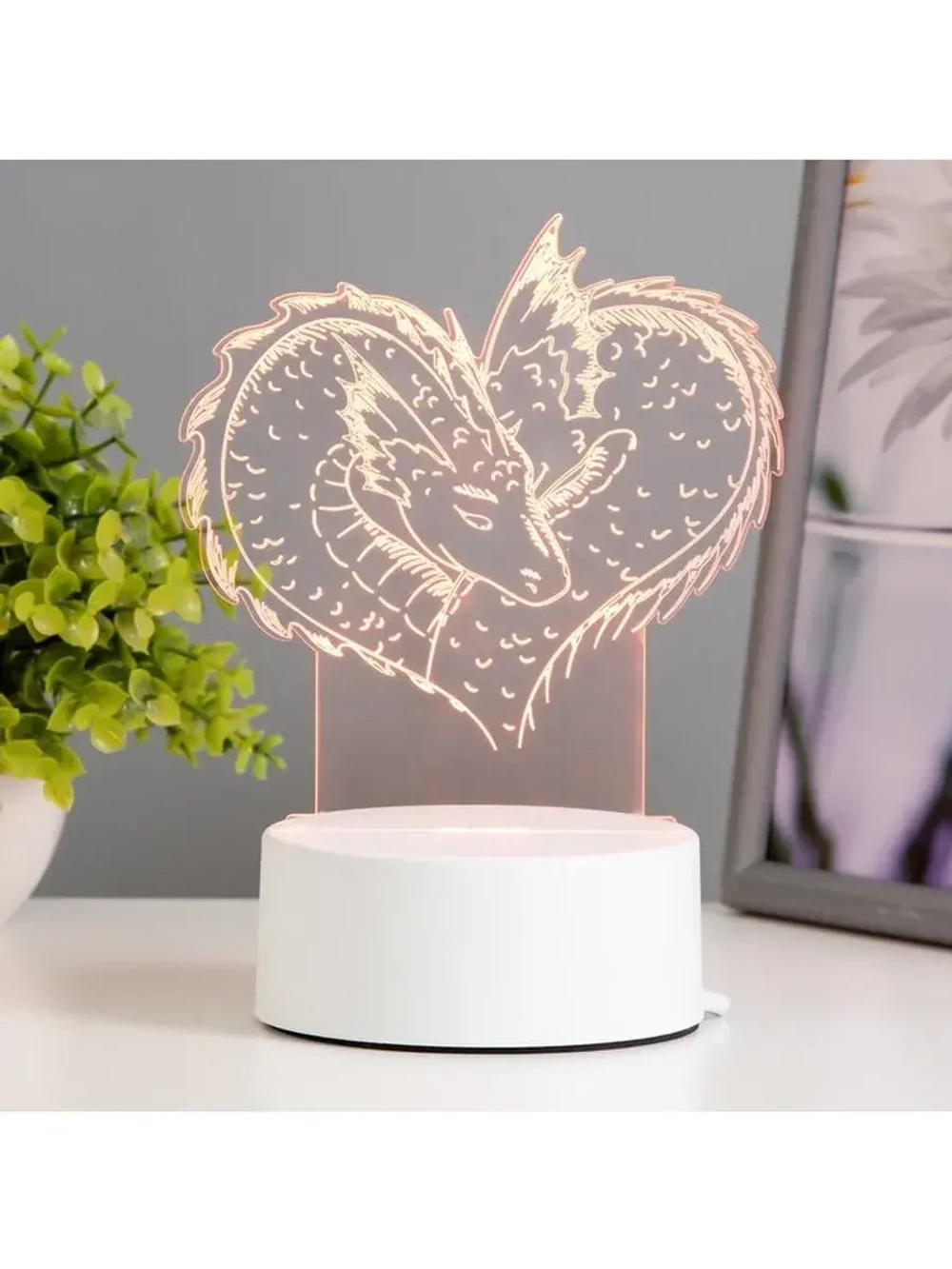Светильник 3D ночник RISALUX «Драконы», LED RGB, от сети, 14