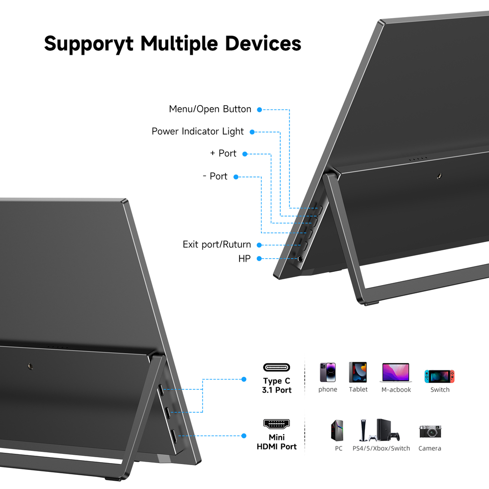15.6" Портативный игровой монитор с встроенной батареей UPERFECT UFree J16 1920x1080, 60 Гц, IPS