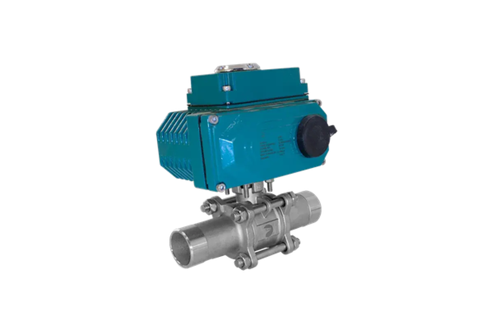 Кран шаровый приварной, AISI304 DN50 (2"), с электроприводом AC 24V (C-05)
