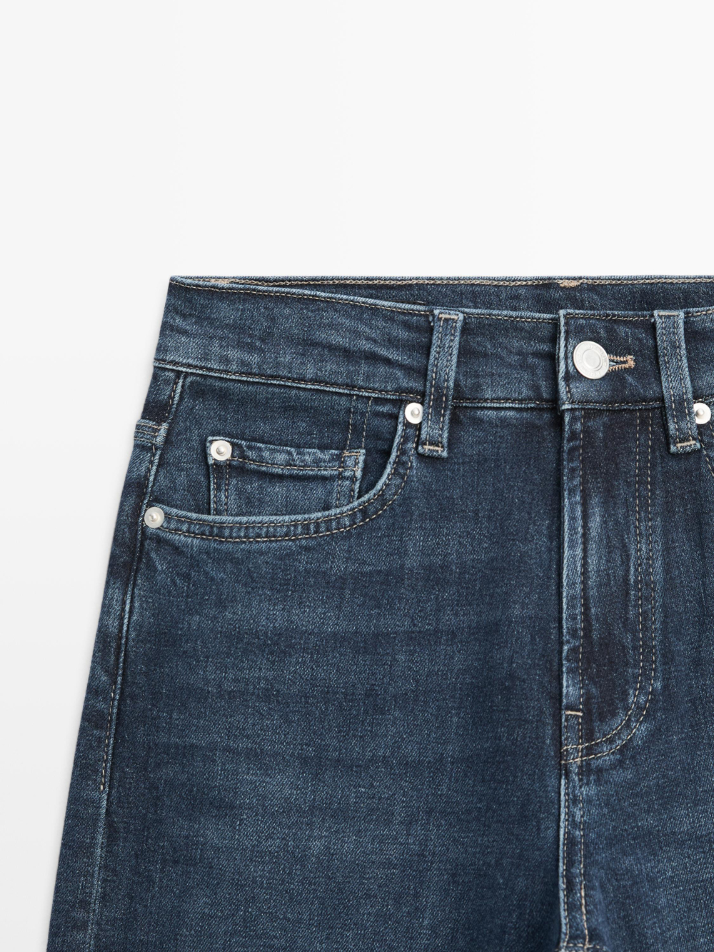 Massimo Dutti Джинсы прямого кроя с высокой талией, средне-синий