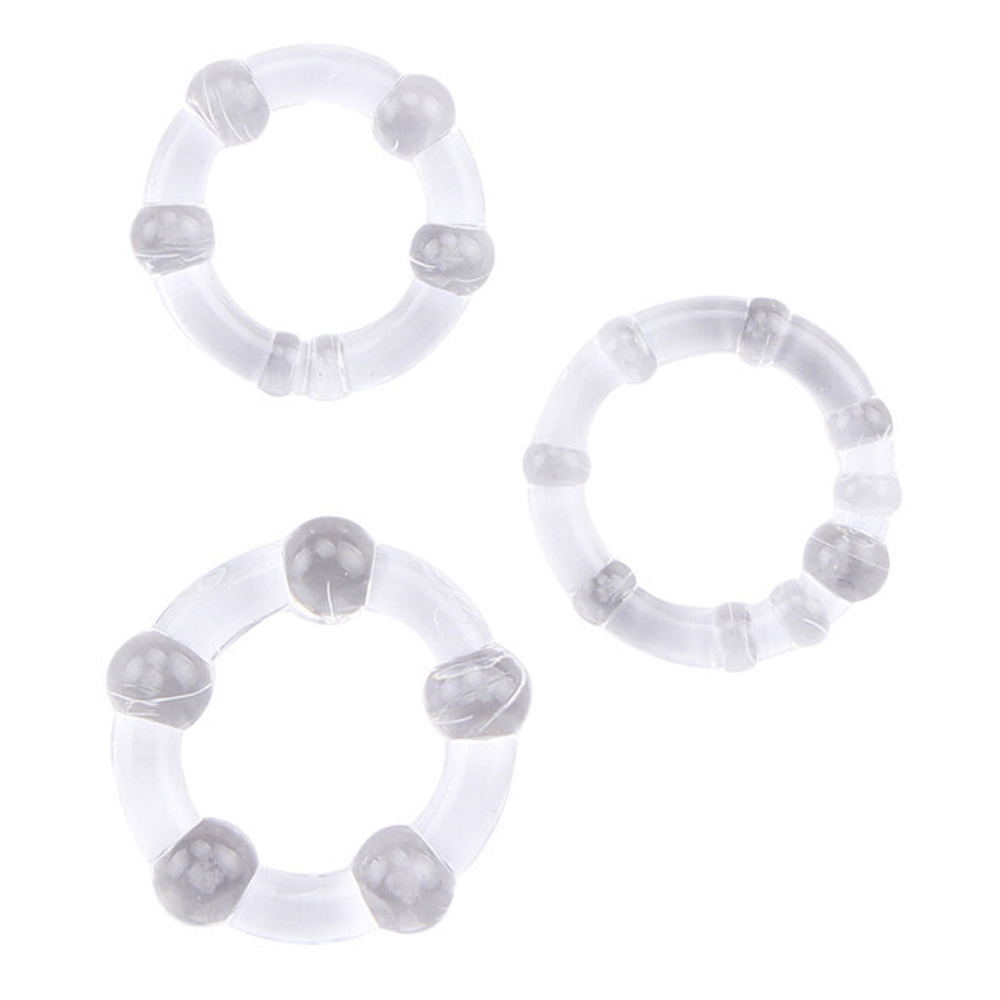 Эрекционые кольца Beaded Cock Rings (прозрачный) (Цвет: прозрачный)