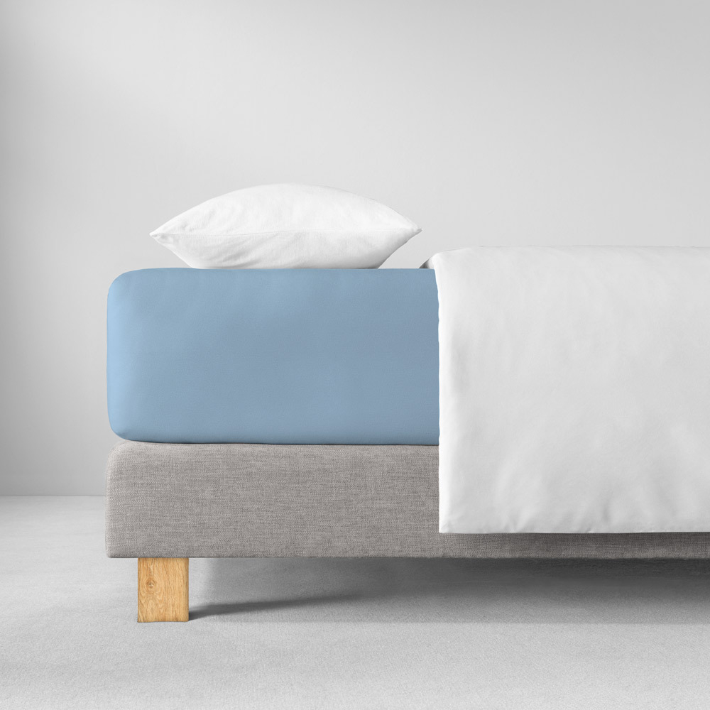 Простыня на резинке 200x200 Estella 160 hellblau светло-синяя