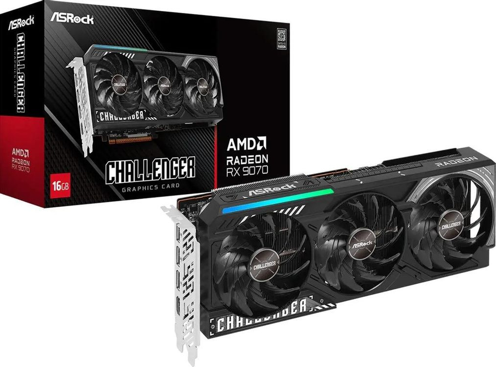 Видеокарта ASRock AMD  Radeon RX 9070 RX9070 CL 16G 16ГБ Challenger, GDDR6, Ret