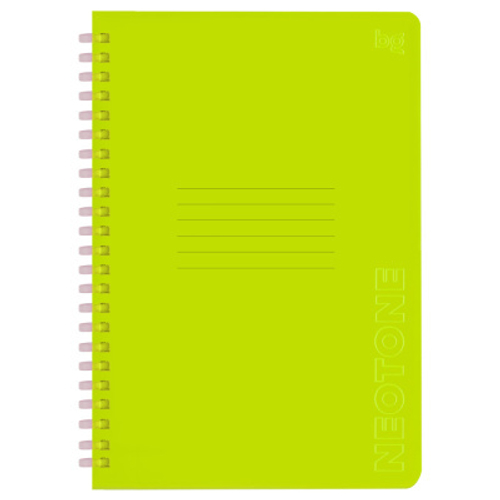 Тетрадь 48л., А5, клетка на силиконовом гребне, BG "Neon. Yellow", пластиковая обложка