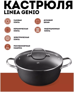 Кастрюля Linea Genio 24*11 см, 4 литра, чугун