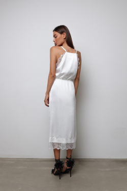 Юбка миди с кружевом молочная