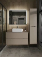 Тумба с раковиной Orange Line 100 Li-100TuLMDF+B05-500W латте/белый