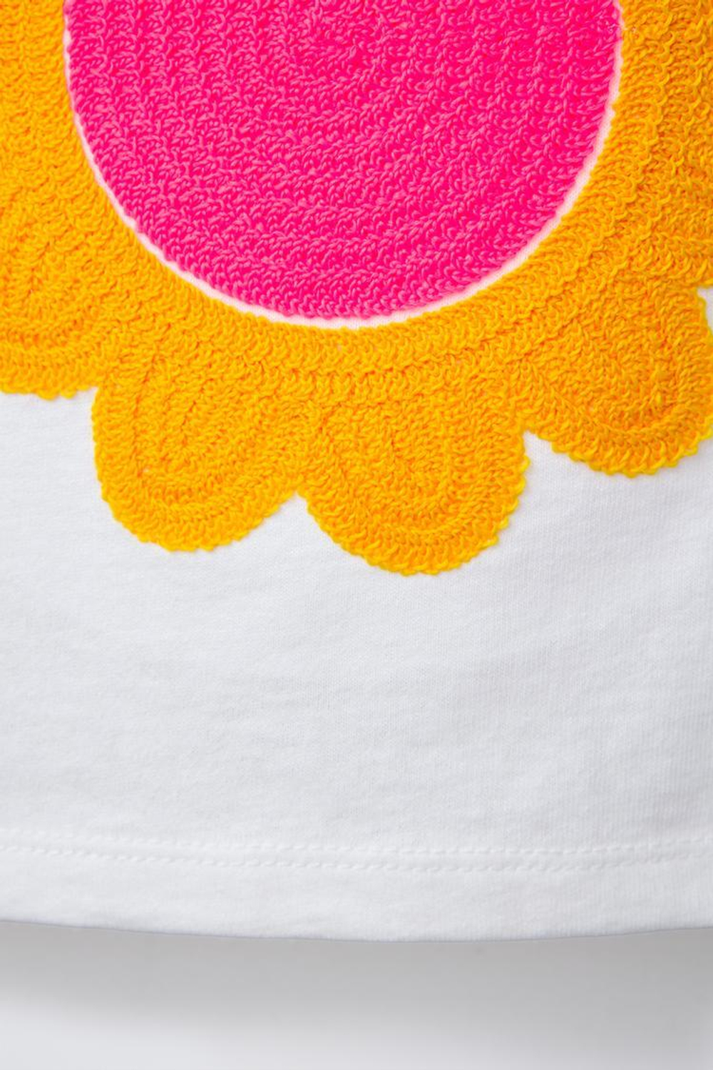 ZARA ФУТБОЛКА С АППЛИКАЦИЕЙ «СОЛНЦЕ» И НАДПИСЬЮ, НЕОНОВО-РОЗОВЫЙ