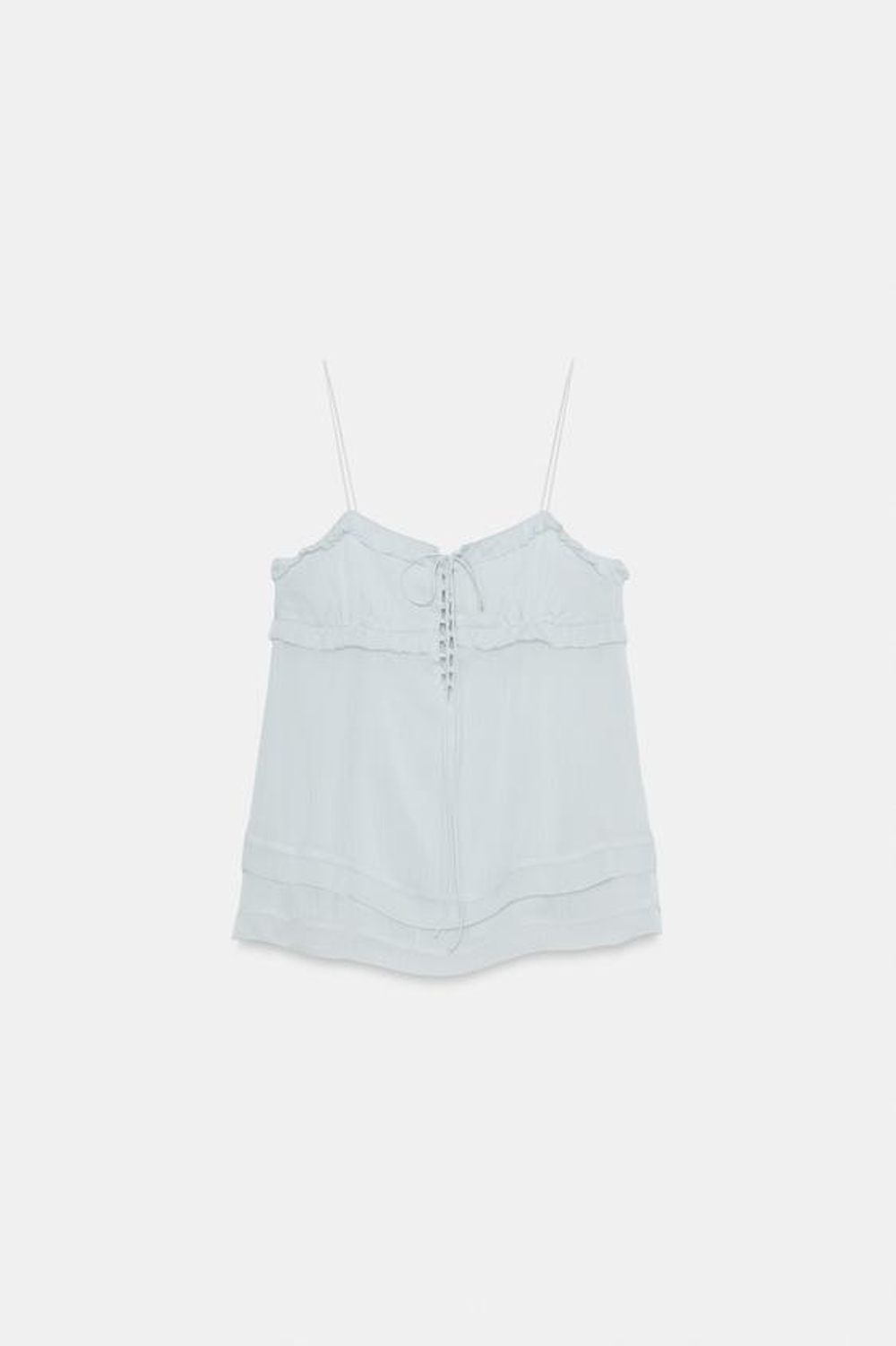 ZARA ТОП С ВОЛАНАМИ — ZW COLLECTION, ГОЛУБОЙ