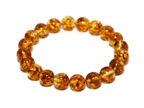 Браслет из янтаря натурального цвета "Цитрин", диаметр 9 мм