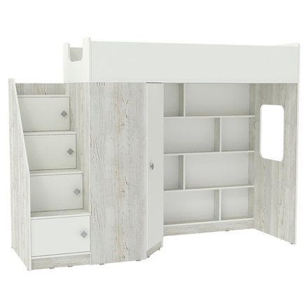 Кровать-чердак КарИВи Л-В602.3 75x175 Винтерберг Белый